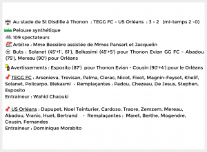 Thonon Evian Grand Genève Football Club - MATCH DOMICILE (1)-1
